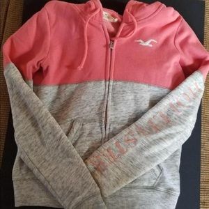 Pink and grey Hollister hoodie